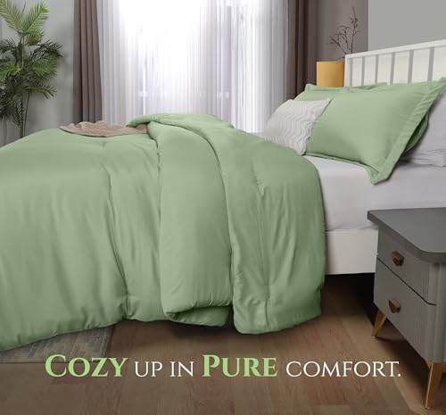 King Comforter Set 3 Piece Sage Green by Utopia Bedding, Comforters King Size, Bedding Comforters Sets, Down Alternative Soft Bed Set, 1 Comforter (90 x 102 inches) 2 Pillow Shams (20 x 36 inches) Utopia Bedding