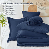 CozyLux Twin Comforter Set Navy Blue, 5 Pieces Bed in a Bag Twin Comforter Set with Sheets, All Season Bed Sets with Down Alternative Comforter, Fitted Sheet, Flat Sheet, Pillow Sham and Pillowcase CozyLux