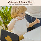 COSYLAND Toddler Standing Tower Adjustable Height - Super Stable Toddler Kitchen Stool Helper - 3 Levels Adjustable Wooden Toddler Kitchen Stool (Natural & Dark Gray) COSYLAND