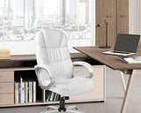 Office Chair Computer High Back Adjustable Ergonomic Desk Chair Executive PU Leather Swivel Task Chair with Armrests Lumbar Support (White) FDW