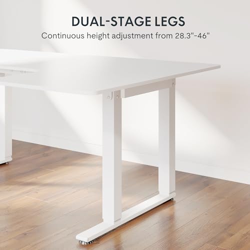 FLEXISPOT Dual Motor 4 Legs L Shaped Standing Desk Corner Desk Computer Electric Sit Stand Up Desk Height Adjustable Desk Home Office Table with Splice Board, 71x43 White FLEXISPOT