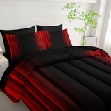 Nttopship Red and Black Bedding Set Queen Size Abstract Ombre Comforter Set Bedding Set 7 Piece in A Bag,Dark Quilt Set Mordern Art Decor All Seasons with Pillowcases,Flat, Fitted Sheet Nttopship