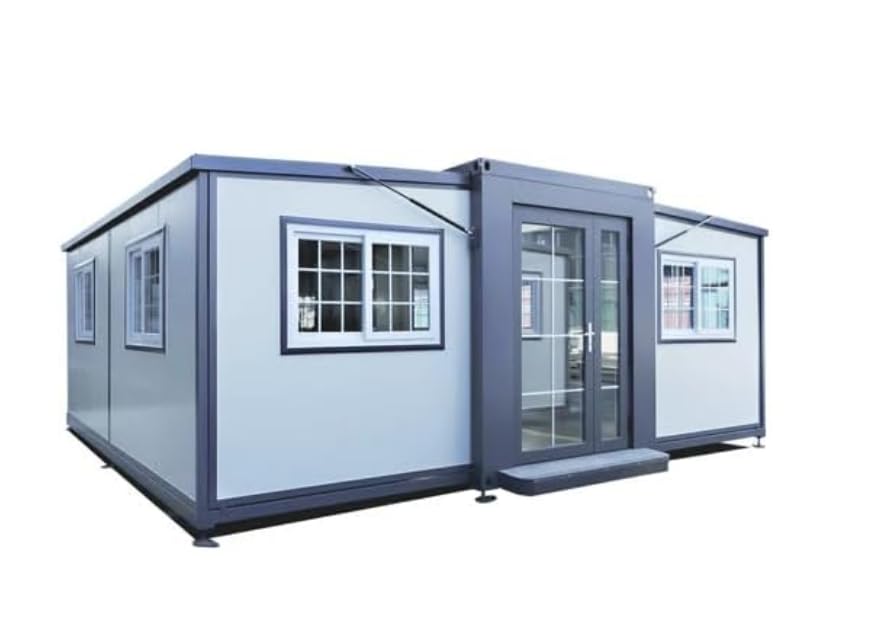 Generic Portable Prefabricated Tiny Home 20x20ft, Mobile Expandable Plastic Prefab House for Hotel, Booth, Office, Guard House, Shop, Villa, Warehouse, Workshop (with Restroom), WHITE