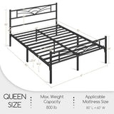 Yaheetech Queen Size Bed Frames Metal Platform Bed Mattress Foundation with Cloud-Inspired Design Headboard/Footboard/Ample Under Bed Storage/No Box Spring Needed/Black Yaheetech