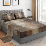 WeCozy King Size Bed Sheet Sets with Pillowcases, Brown Grey Painting 4 Pcs Soft Microfiber Bedding for Kids and Adults, Beige Contemporary Flat, Fitted Sheet for Bedroom Bed Decor WeCozy