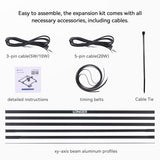 LONGER New X Y-Axis Extension Kit for RAY5 5W/10W/20W Laser Engravers, for Control Boxes with Air Pump Port, Easy Installation for Larger Engraving Area Longer