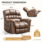 HAOMARKETS Oversized Power Lift Recliner with Massage and Heat for Elderly, Faux Leather Electric Lifting Reclining Chair with Side Pockets and USB Port for Living Room, Brown
