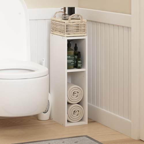 Furinno Fulda 2-Tier Space Saving Storage Shelf Bookcase, 6-Inch Width, White Furinno