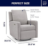 babyGap Harlowe Power Recliner with USB-A & Charging Port by Delta Children - Greenguard Gold Certified – Stain-Resistant Performance Fabric is Oeko-TEX Standard 100 Certified, Ash