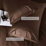 Shilucheng 4 Piece King Sheet Sets, Cooling Sheets, Blend Rayon Derived from Bamboo, Deep Pocket Up to 16", Breathable & Soft Bed Sheets, Hotel Silky Bedding Set, Brown Shilucheng