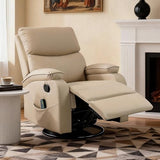 Culect 360° Swivel Rocking Recliner Chair, Massage Lazy Boy Recliner, Small Spaces Recliner for Living Room, Bedroom and Nursery, Beige Leather