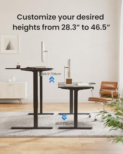 FEZIBO 55×32 inch L Shaped Electric Corner Standing Desk, 4 Memory Height Settings,Home Office & Computer Height Adjustable Table, Ergonomic Sit and Stand Up Workstation with Splice Board,Black Top FEZIBO