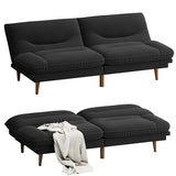 Homall Futon Sofa Bed, Modern Loveseat Futon Couch with Adjustable Backrest and Armrests, Sleeper Sofa Bed with Wood Frame for Living Room, Office, Apartment (Fabric, Black) Homall