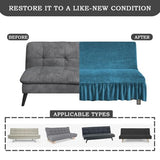 Daunkang Stretch Armless Futon Cover with Skirt Ruffled Sofa Bed Slipcover Washable Folding Futon Sofa Covers Furniture Bed Protector with Elastic Bottom for Kids Pets Large Lake Blue Daunkang
