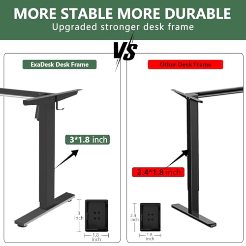 ExaDesk 48×30 Inch Electric Standing Desk with 2 Drawers, Adjustable Height Widened Stand Up Desk with Storage Shelf, Sit to Stand Ergonomic Workstation for Home Office - WoodArtSupply