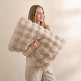 YIKUSH Linen Comforter Set Full - Luxurious Faux Fur Comforter for Winter, Fluffy Comforter Queen Set with 2 Pillowcases, Soft Warm Linen Bedding Set YIKUSH