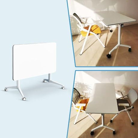 QXYXSM 9FT Conference Table, Conference Room Table Large Rectangle Folding Conference Tables for Office Meeting Conference Room Classroom (9FT) QXYXSM
