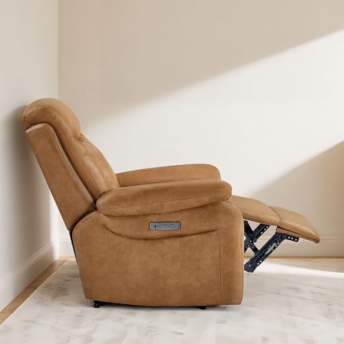 KISLOT Power Recliner Chair Wall Hugger Recliner with Adjustable Headrest and Footrest Dual Motor Electric Faux Leather Reclining Sofa with USB/Type-C Charging for RV Living Room Bedroom