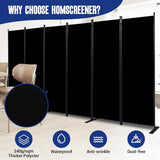 Room Divider and Folding Privacy Screens 6 Panel, 11 Ft Wide Room Partitions Dividers, Portable Room Divider Screen for Room Separtition, Folding Wall Dividers for Rooms, Office, Bedroom, Studio Black HOMSCREENER