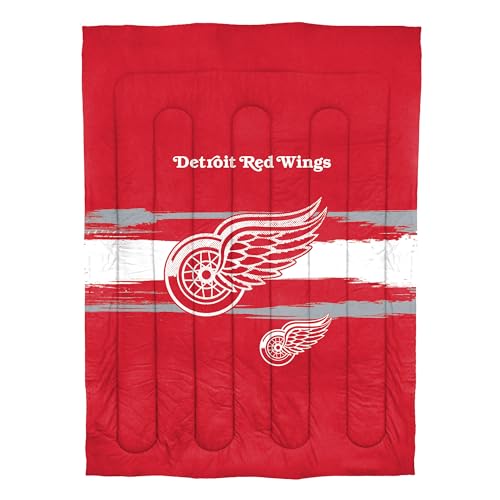 NORTHWEST Officially Licensed Detroit Red Wings NHL Team Comforter Set – Microfiber Twin/Twin XL Comforter & Sham with Hockey Logo for Fans, Dorms, Game Day Bedrooms Northwest