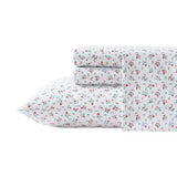Laura Ashley - Queen Sheet Set, Crisp & Cool Cotton Percale Bedding with Deep Pockets, Lightweight for Year Round Comfort, Bed Sheets with Matching Pillowcases (Aylesmore Ditsy Red) Laura Ashley