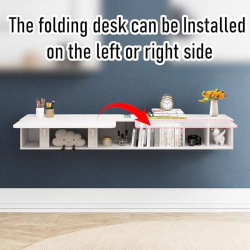 Pmnianhua 70'' Floating Desk with Storage Shelves,Wall Mounted Desk Laptop Computer Writing Study Table for Bedroom Small Space(White) Pmnianhua