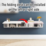Pmnianhua 70'' Floating Desk with Storage Shelves,Wall Mounted Desk Laptop Computer Writing Study Table for Bedroom Small Space(White) Pmnianhua