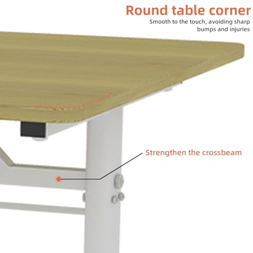 roomfitters 40" Adjustable Height Study Desk – Compact Multi-Purpose Desk, Manual Crank Standing Desk with 330 lbs Load Capacity, Natural Wood roomfitters