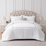 SLEEP ZONE Luxury Hotel Bedding Comforter Set 3-Piece Machine Washable, Lightweight Down Alternative Duvet Insert with Embroidered Stripes, King (106" x 95"), Grey Strips SLEEP ZONE