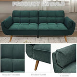 Trygoal Convertible Futon Sofa Bed, Modern Futon Couch with 2 Pillows, Small Futons Couch with Adjustable Armrest & Backrest, Loveseat Sofa Bed for Living Room, Bedroom, Green Trygoal