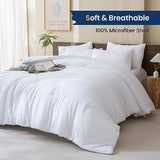 Paxrac White Comforter Twin/Twin XL Size, 2 Pieces Extra Long Comforter Set for Dorm, Lightweight Solid Bedding Set, All Seasons Soft Breathable Twin Comforter Set (68x90In Comforter & 1 Pillowcase) Paxrac