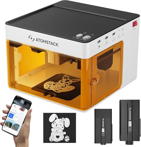 Atomstack P1 Dual Laser Engraver,5W Diode and 1.2W Infrared Portable Laser Engraving Machine for Jewelry, Metal,Plywood,Leather,4.3 * 4.3" Engraving Area,Free Atomstack App ATOMSTACK