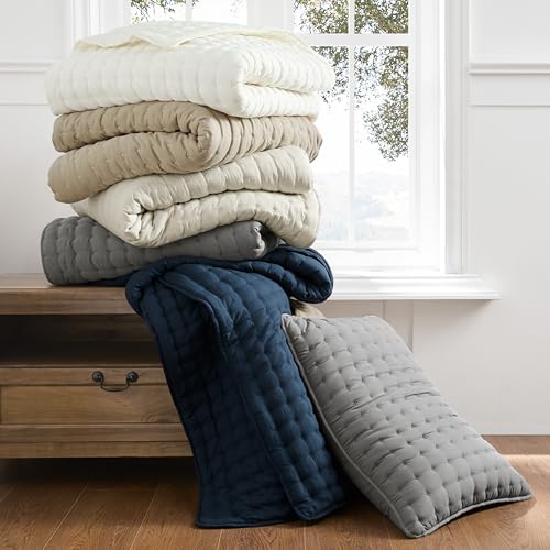 WDCOZY Beige Twin Quit Size Bedding Sets with Pillow Sham, Neutral Lightweight Soft Bedspread Coverlet, Quilted Blanket Thin Comforter Bed Cover for All Season, 2 Pieces, 68x90 inches WDCOZY