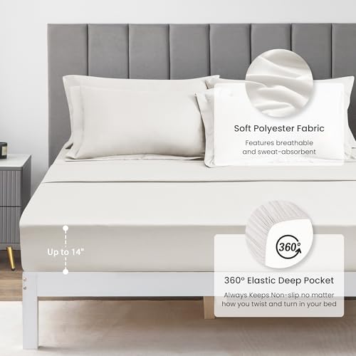 Love's cabin Twin Comforter Set Off White, 5 Pieces Twin Bed in a Bag, All Season Bedding Sets with 1 Comforter, 1 Flat Sheet, 1 Fitted Sheet, 1 Pillowcase and 1 Pillow Sham Love's cabin