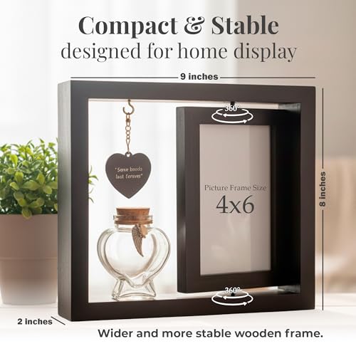 Pets in Time Dog Loss Memorial Frame – Pet Memorial with Ashes Keepsake, Rotating Double-Sided Photo Display for Dog or Cat, Pet Remembrance with Charm & Keychain