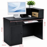 GRGECXZ Modern Reception Desk with Storage Drawer & Counter Shelf, 39.4" Front Counter Reception Table for Office, Salon, Lobby, Retail Store (Black, Right Table) GRGECXZ