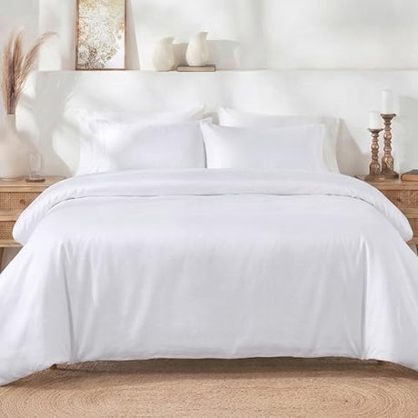 California Design Den 2 Pc Twin XL/Twin Duvet Cover Set - Winner Good Housekeeping Best Bedding Awards 2025, 400 Thread Count Sateen, 100% Cotton Duvet Covers, Button Closure, Corner Ties - White California Design Den