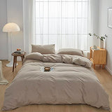 FACE TWO FACE Bedding Duvet Cover Set100% Washed Cotton Duvet Cover Linen Like Textured Breathable Durable Soft Comfy (Twin, Khaki) FACE TWO FACE