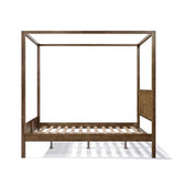 Christopher Knight Home Darnel Wooden Canopy Bed Frame Queen Size with Headboard, 4 Poster Platform Queen Bed Frame, Strong Wood Slat Mattress Support, No Box Spring Needed, Antique Natural