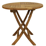 Sunnydaze Round Folding Solid Teak Outdoor Dining Table - Light Wood Stain Finish - 31 Inches Sunnydaze