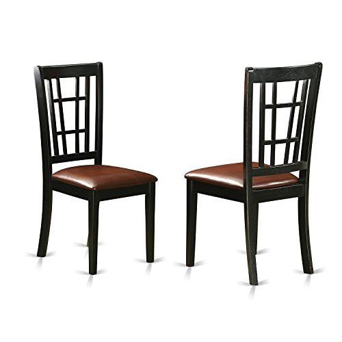 East West Furniture KENI7-BCH-LC 7 Piece Dining Room Furniture Set Consist of an Oval Kitchen Table with Butterfly Leaf and 6 Faux Leather Upholstered Chairs, 42x60 Inch, Black & Cherry East West Furniture