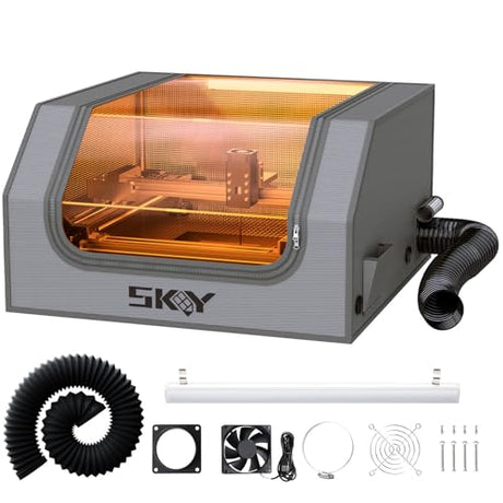 Skouphy Laser Engraver Tent, Fireproof and Dustproof Protective Enclosure with Exhaust Fan and Pipe for Most Laser Cutter, Insulates Against Smoke, Odor and Noise 28.3 x 28.3 x 15,7 inch Lutyr