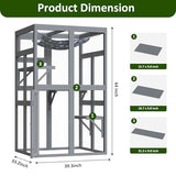 YADSUNY 64 Inch Catio Outdoor Cat Enclosure, Large Cat House for Outdoor Cats with Updated Framework Structure, Outside Cat Patio Cattery Weatherproof for Multiple Cats, Grey YADSUNY