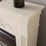 SEI Furniture Sicilian Harvest Traditional Style Electric 44" Mantel Fireplace, Radiant Heat Space Heater w/LED Flames Remote Controlled Features, Ivory SEI Furniture