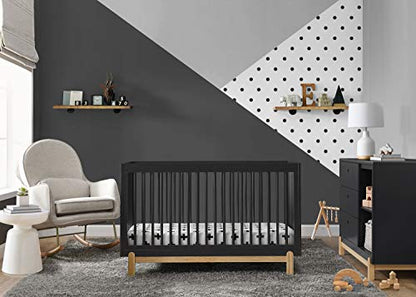 Delta Children Poppy 4-in-1 Convertible Crib, Midnight Grey/Natural