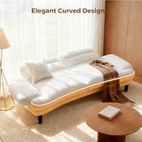 79” Futon Sofa Bed, Sleeper Sofa, Convertible Sofa Bed with Adjustable Backrest and Armrests, Faux Sherpa Cloud Loveseat, Convertible Recliner Sleeper Sofa for Living Room, Bedroom, Apartment, Beige Jocoevol