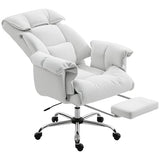 HOMCOM Executive Office Chair Comfy with Foot Rest, Reclining Swivel Computer Desk Chair with High Back, Thick Cushion, Padded Armrest, Adjustable Height, Rolling Wheels, Cream White HOMCOM
