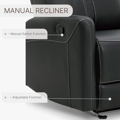KISLOT Leather Recliner Chair, Manual Reclining Chair Glider Recliner with Adjustable Backrest/Footrest & Comfortable Armrest for Living Room Bedroom Home Theater Seating KISLOT
