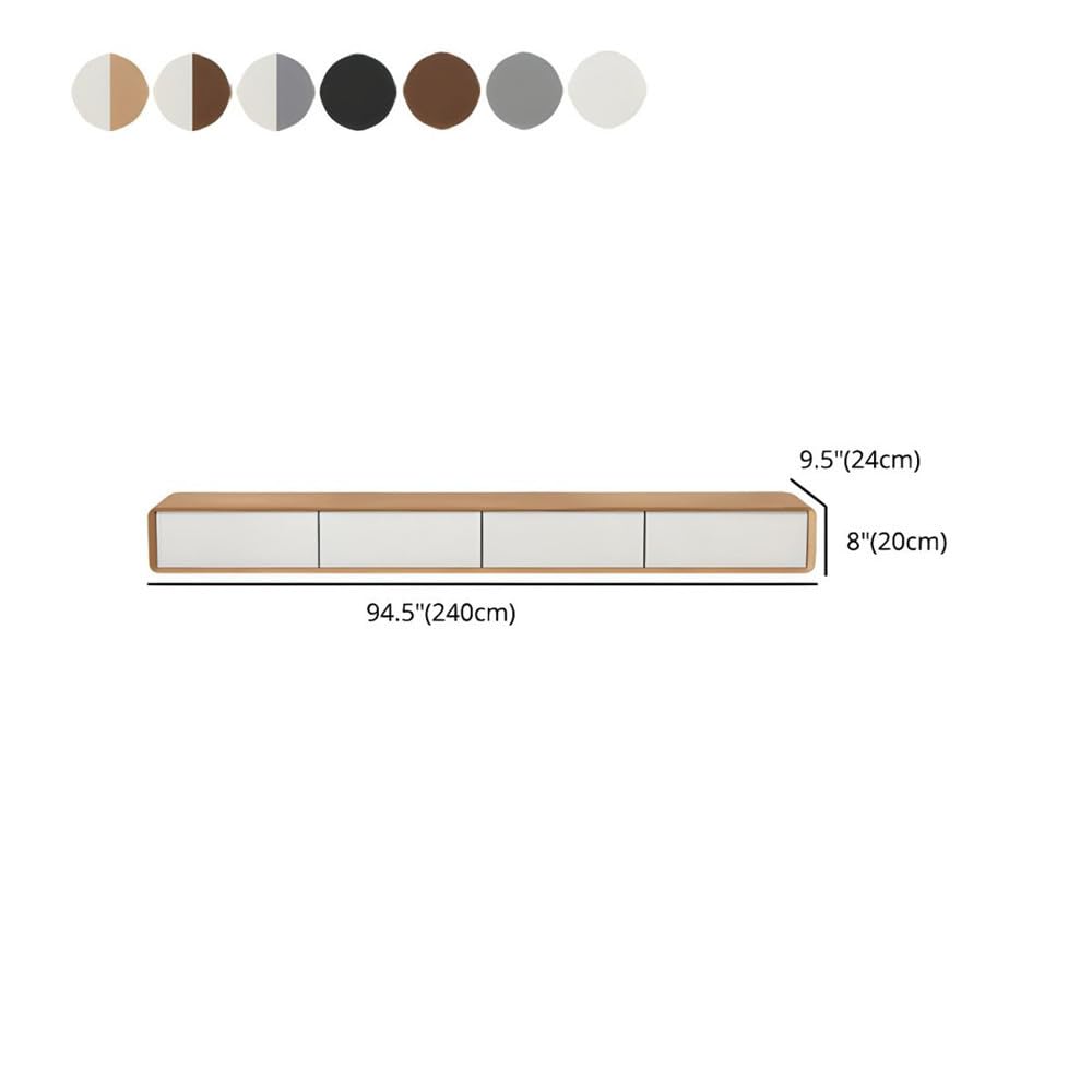 NIUYAO Floating TV Stand Modern Wood Wall Mounted Cable Management Entertainment Center with 2 Drawer 2 Cabinet Media Console Floating Storage Cabinet -Brown 94.5" L x 9.5" W x 8" H NIUYAO