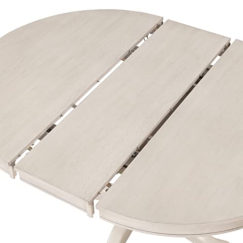 Extendable Dining Table Set for 4, 5 Piece Kitchen Table and Chairs Set, 4 X-Back Solid Wood Dining ChairSet, Industrial Oval Round Dining Table for Small Space, Apartment, French Country White SCANORDIC